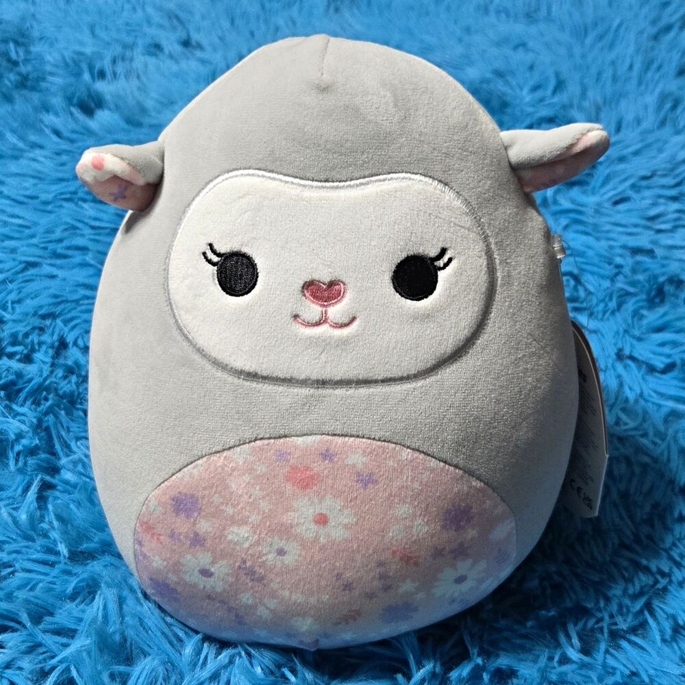 Squishmallows Elea Lamb Plush Small 8" Gray Pink White Washable
